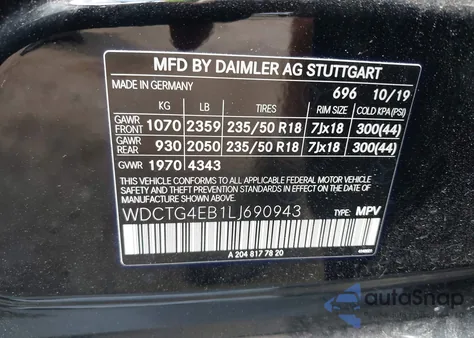 2020 Mercedes-Benz Gla 250 from USA, damaged, VIN WDCTG4EB1LJ690943